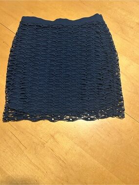 Kenar Navy Crochet Lace Mini Skirt